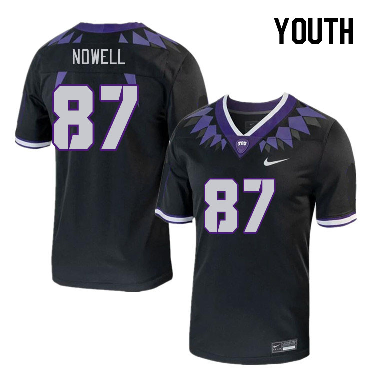 Youth #87 Blake Nowell TCU Horned Frogs 2023 College Footbal Jerseys Stitched-Black